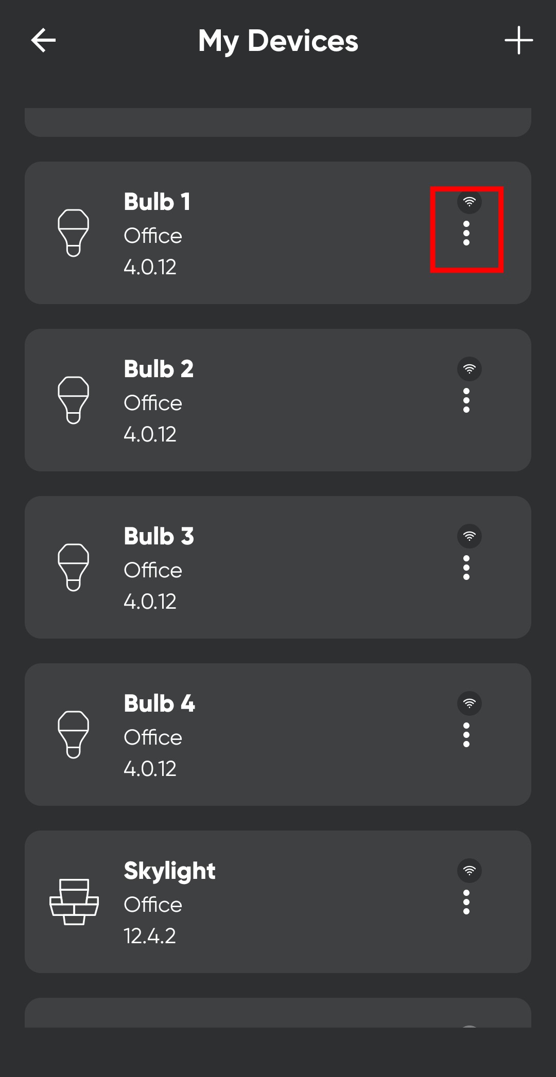 Nanoleaf device menu