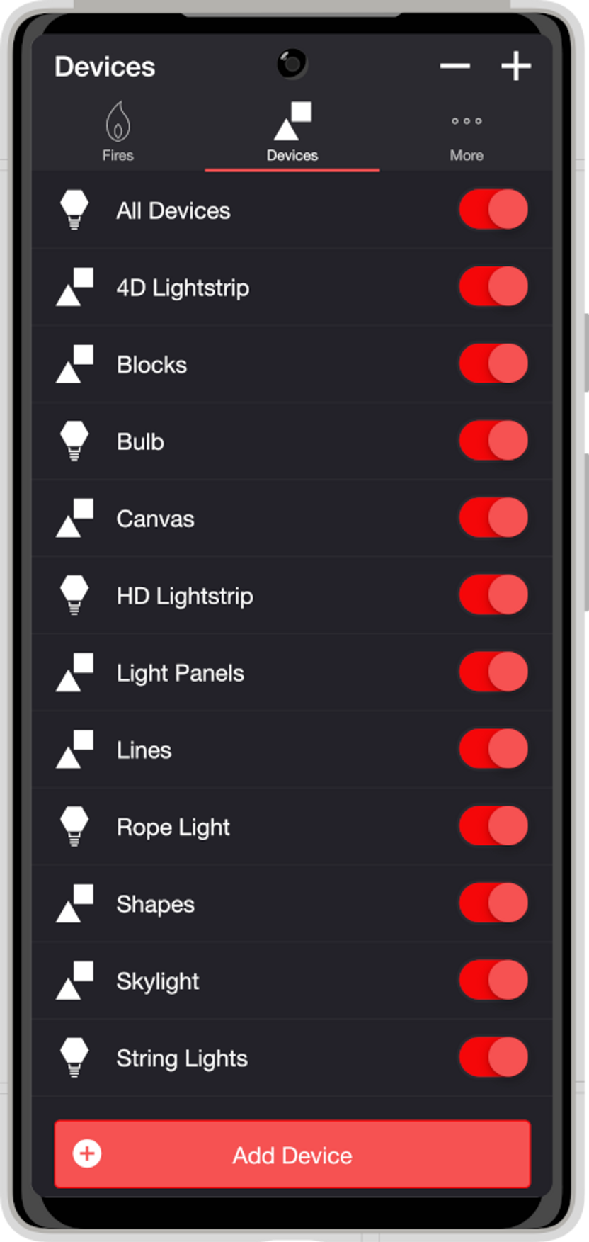 Devices screenshot