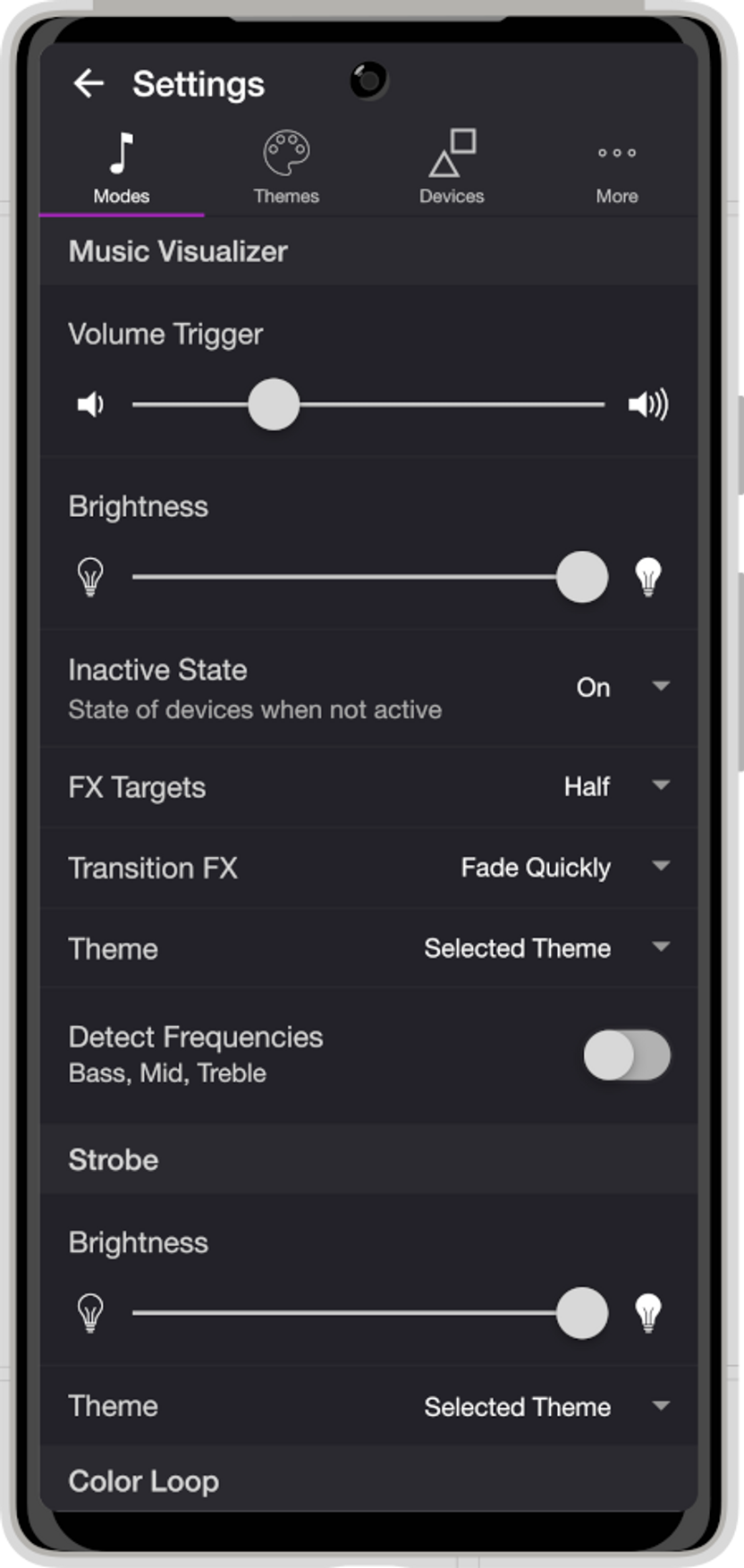 Settings screenshot
