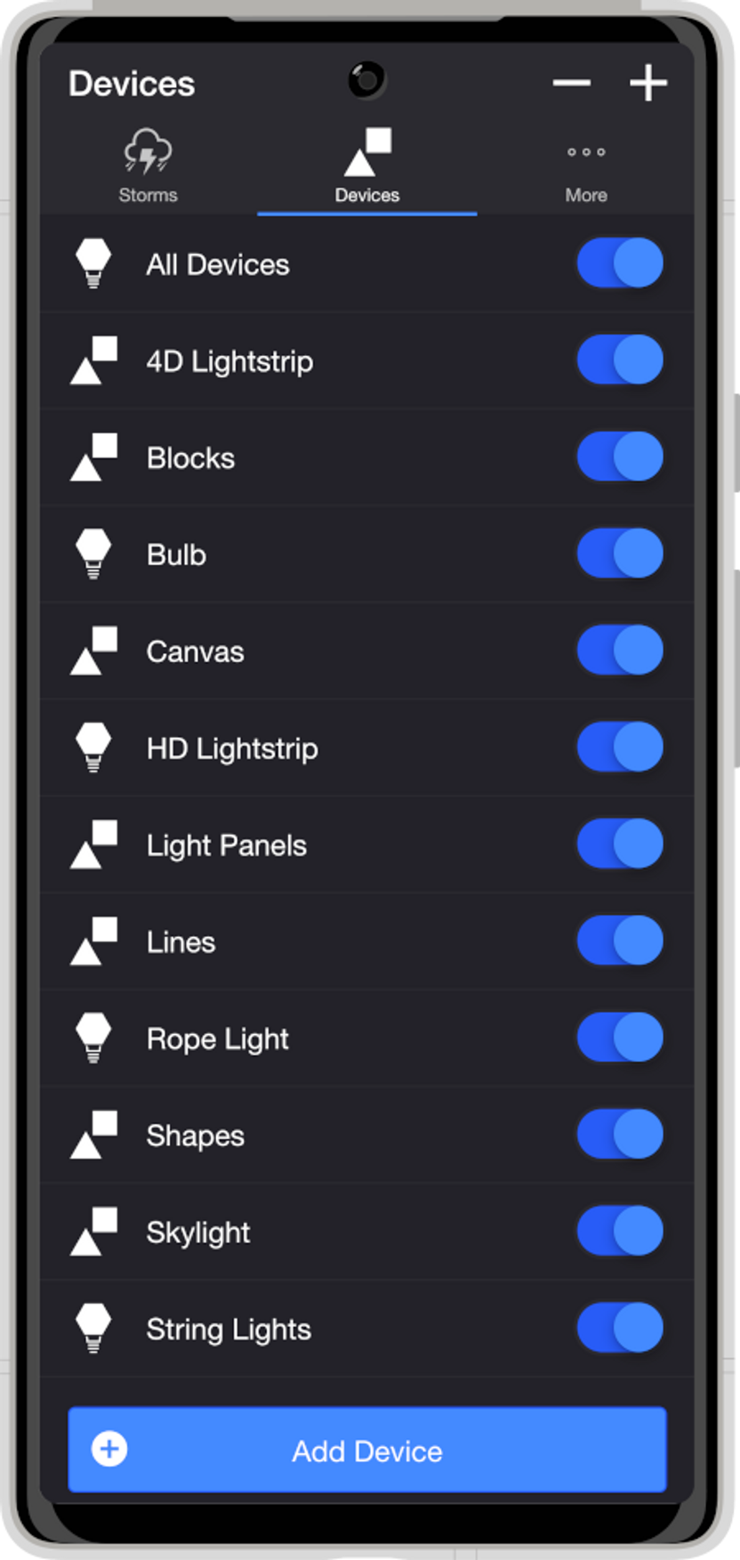 Devices screenshot